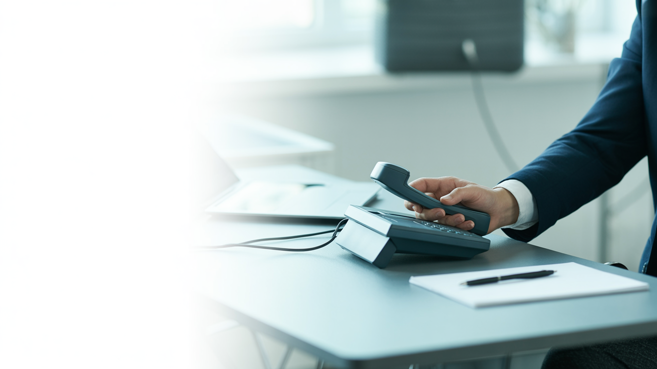Professional desk with phone ready for consultation